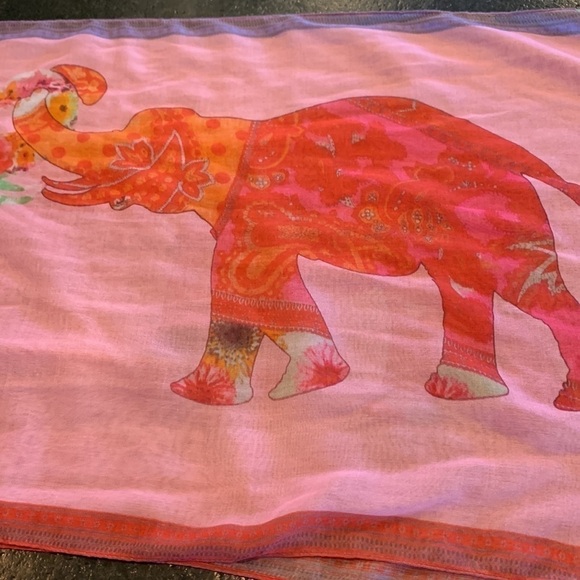 elephant scarf bold bright pink hues carnival circus jeweled animals marching - Picture 5 of 7